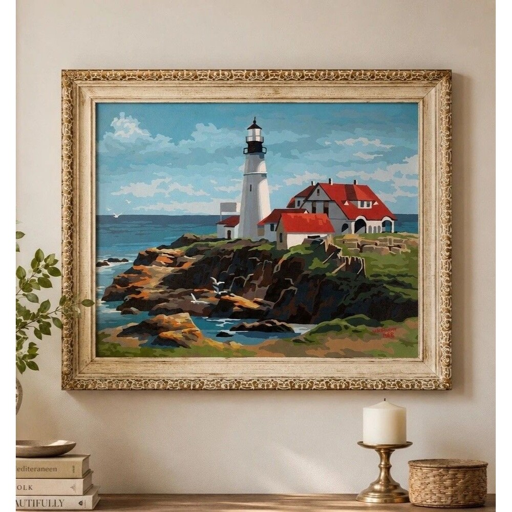 VTG 1966 Craft Master Silent Sentinel Portland Head Lighthouse Paint By Number